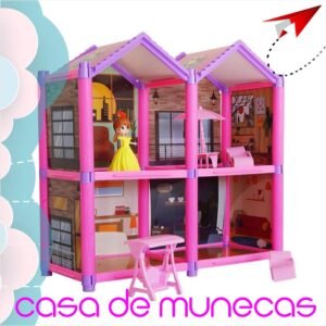 CASA DE MUÑECAS 2 PISOS + MUÑECA Y MUEBLES